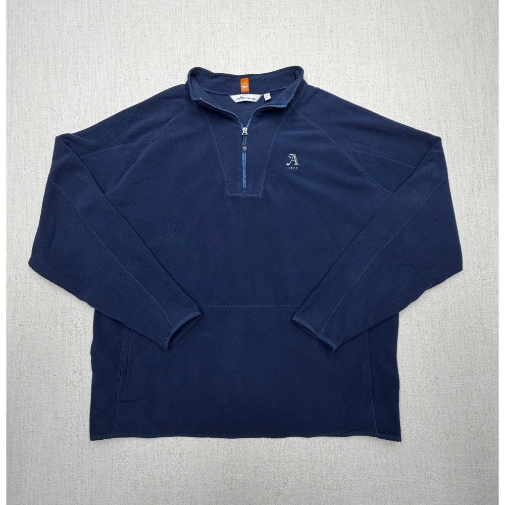 Peter Millar Mens XXL Navy Blue Fleece Quarter Zip Pullover A 1912 Logo Sweater
